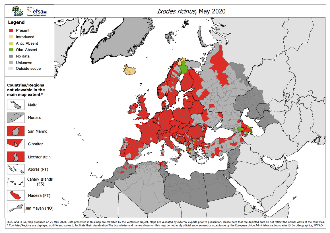 Flåtens udbredelse - kort