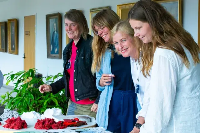 Fire af forskerne, der er involveret i MELANGE-projektet. Fra venstre er det forskningsleder og docent Anne Louise Bang og forskningsmedarbejder Astrid Tolnov Larsen fra VIA i Herning sammen med lektor Maarit Salolainen og ph.d. Helmiina Hierviniemi fra Aalto University i Finland.