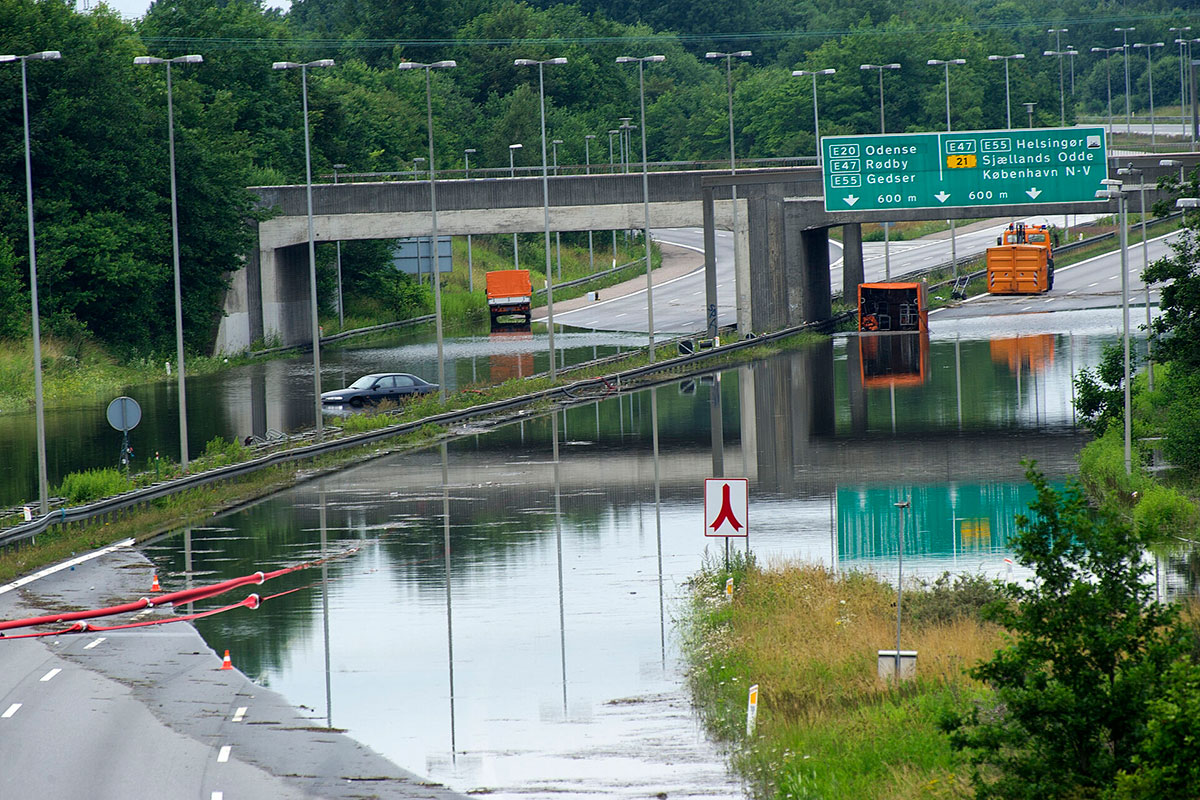 Oversvømmelser på Amagermotorvej