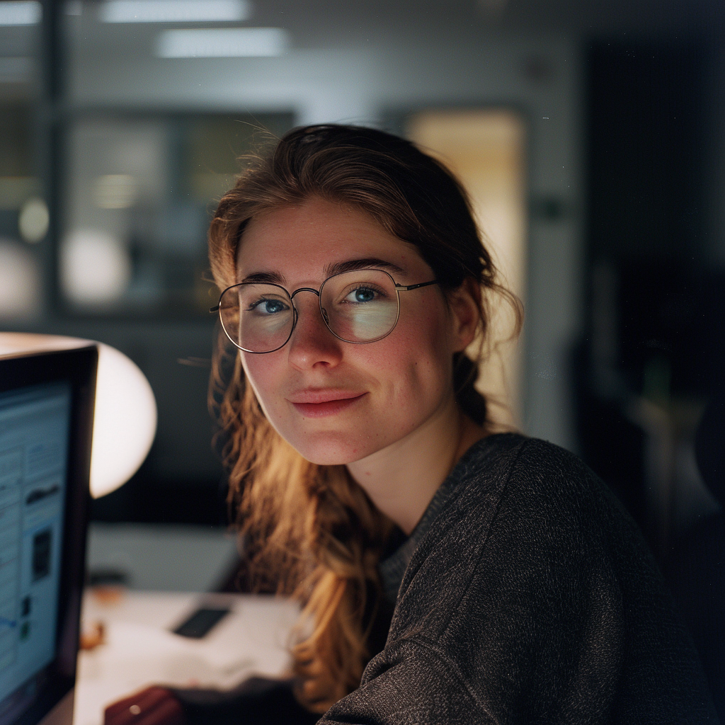 Ung kvinde ved computer