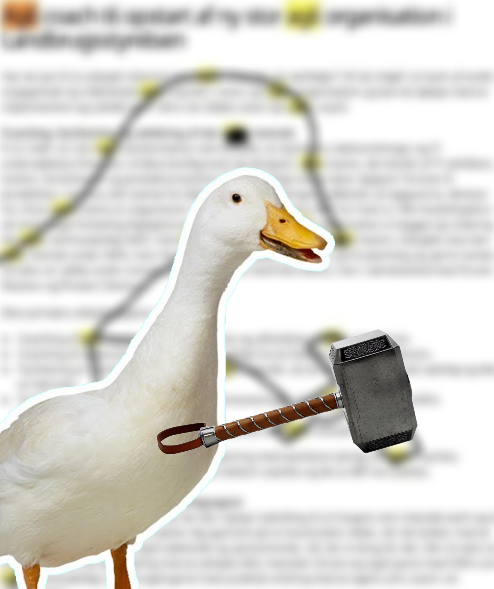 En and med hammer med sløret jobopslag som baggrund