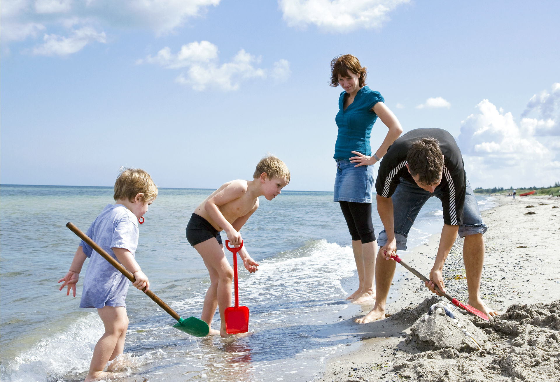 Familie på strand