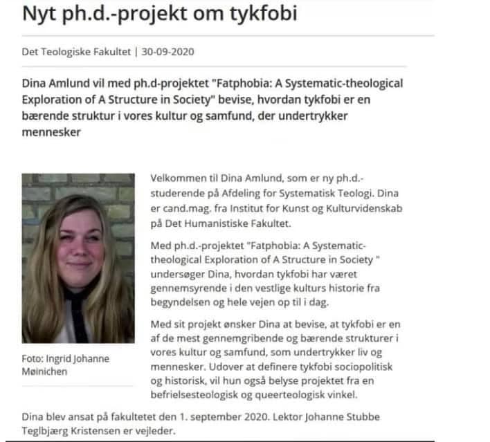 Opslag på intrat om Dina Amlunds ph.d.