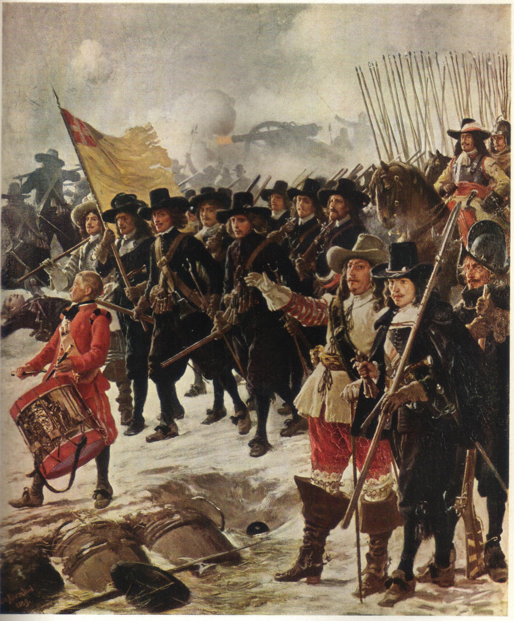 “Studenternes Regiment gør et Udfald under svenskernes Belejring af København 1658”, maleri af Vilhelm Jacob Rosenstand, 1889.