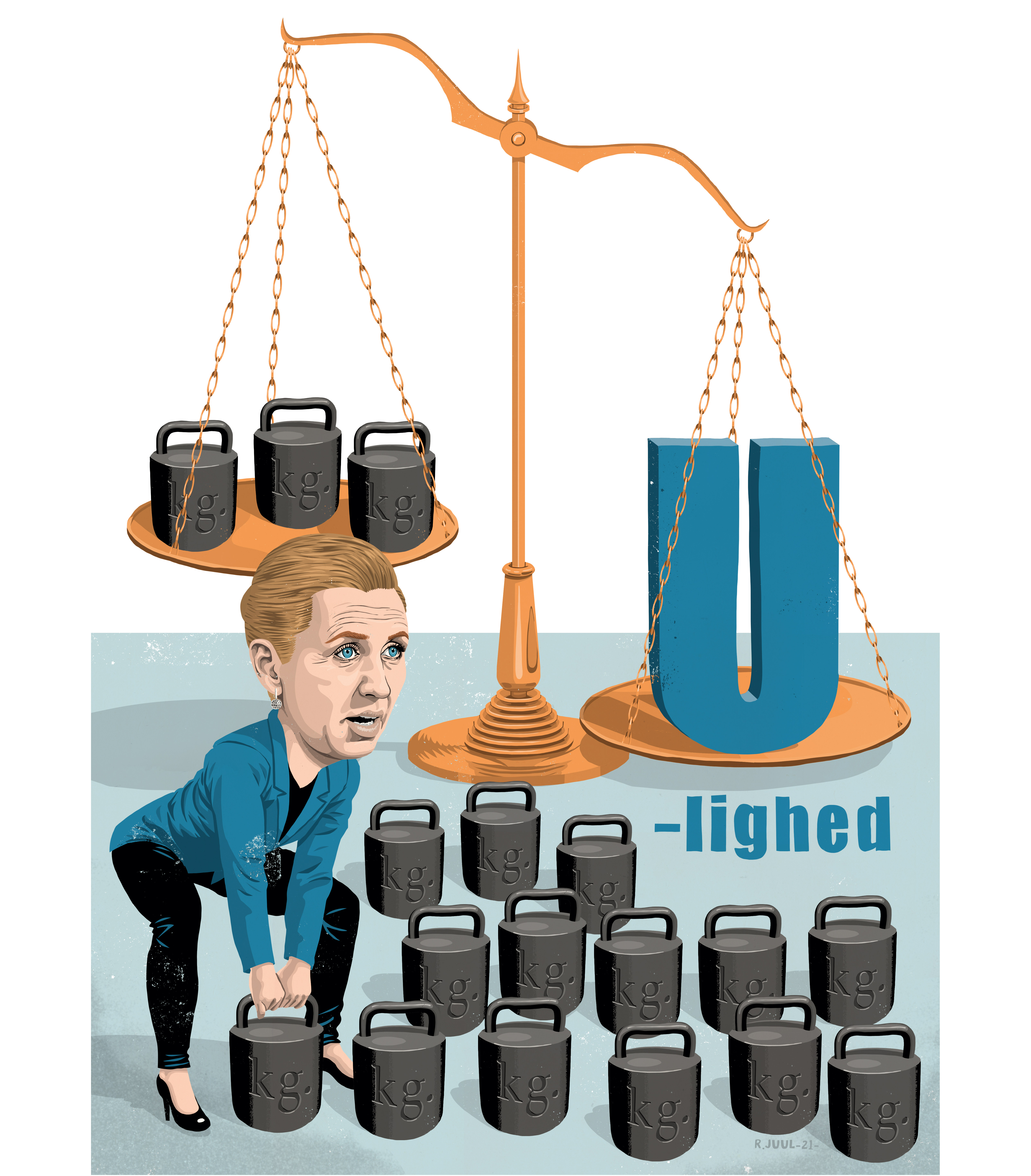 Illustration af Mette Frederiksen og ulighedsproblemet