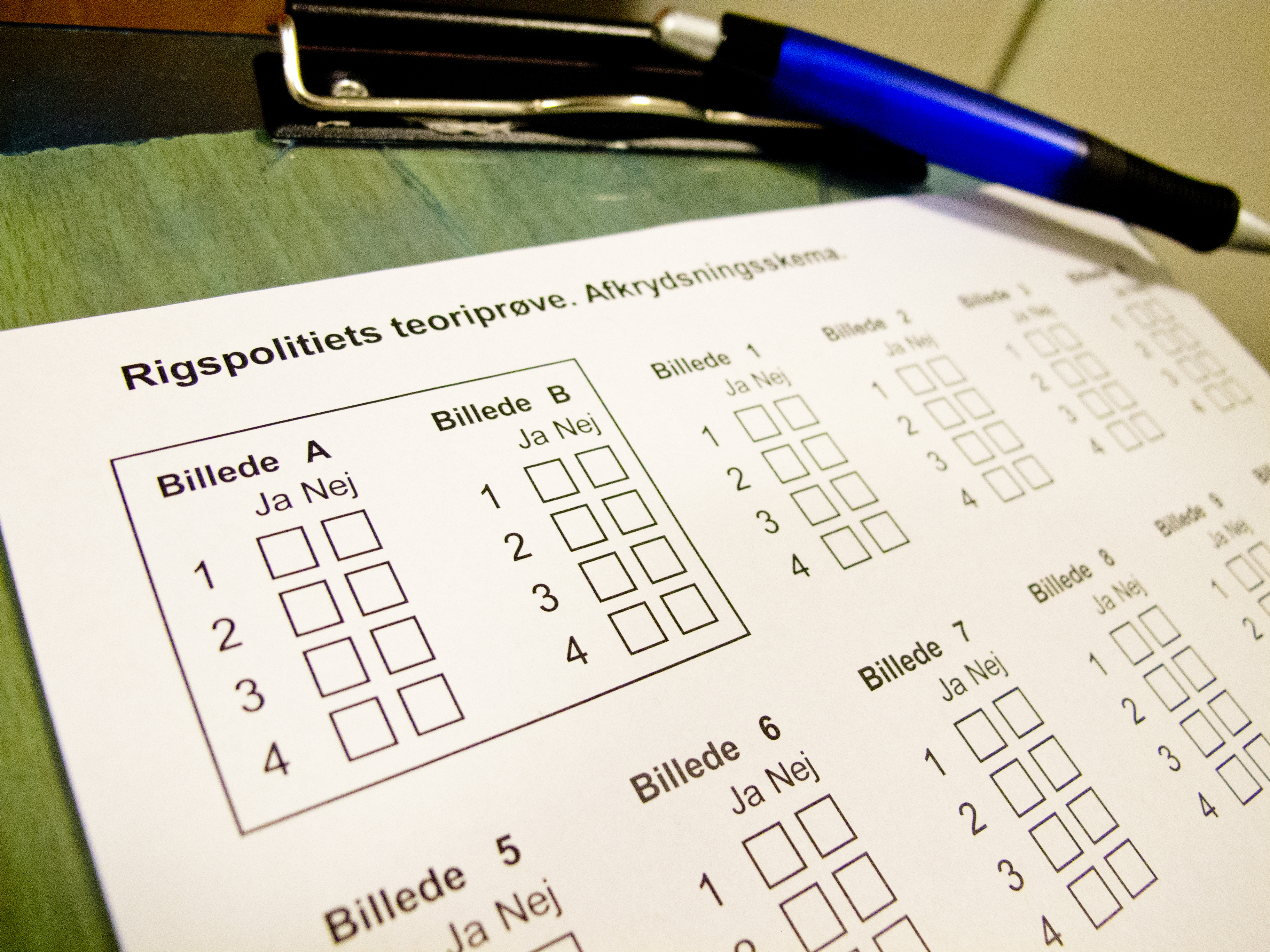 Foto af teoriprøve