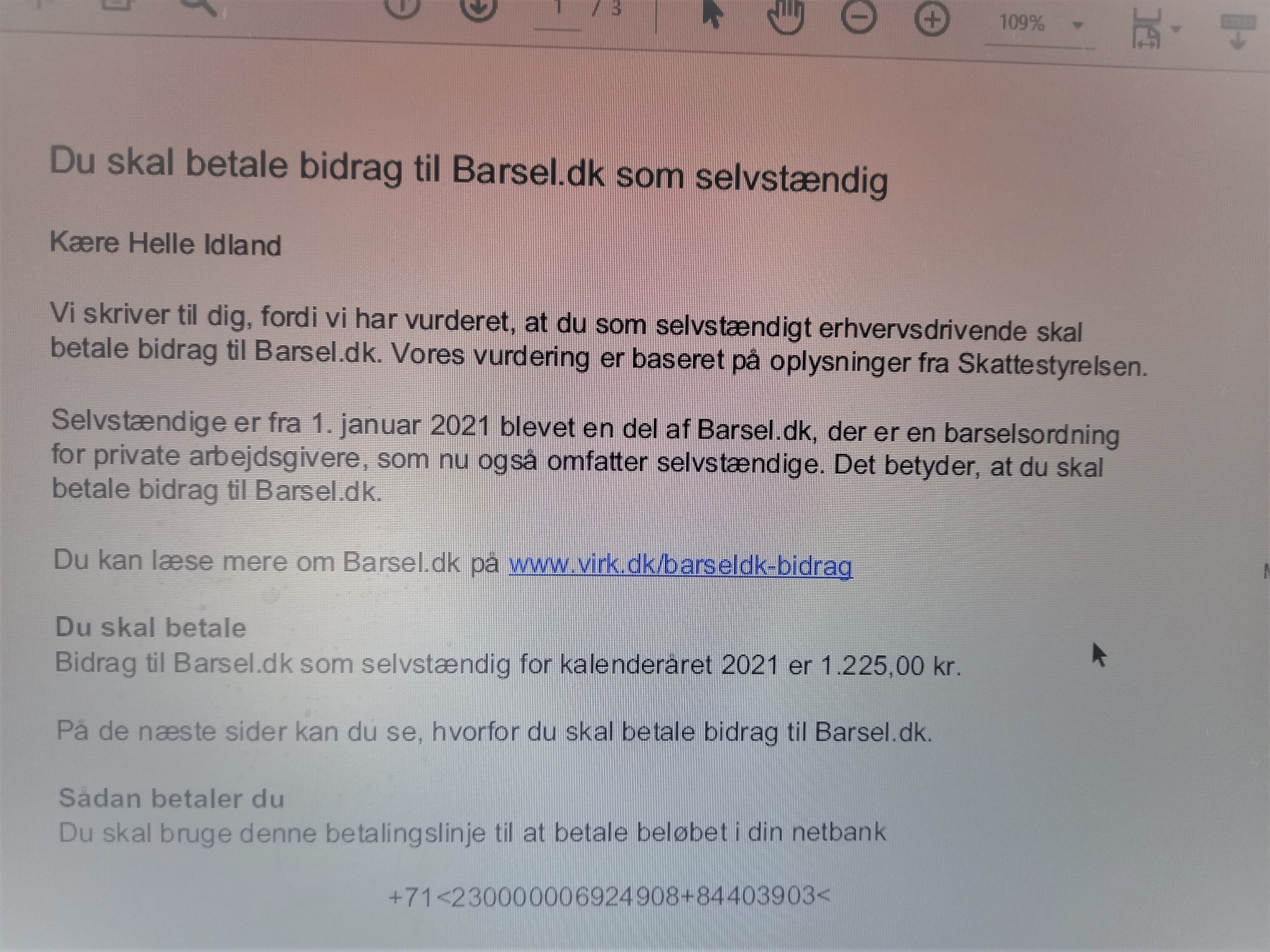 Helle Idland, barsel.dk betaling