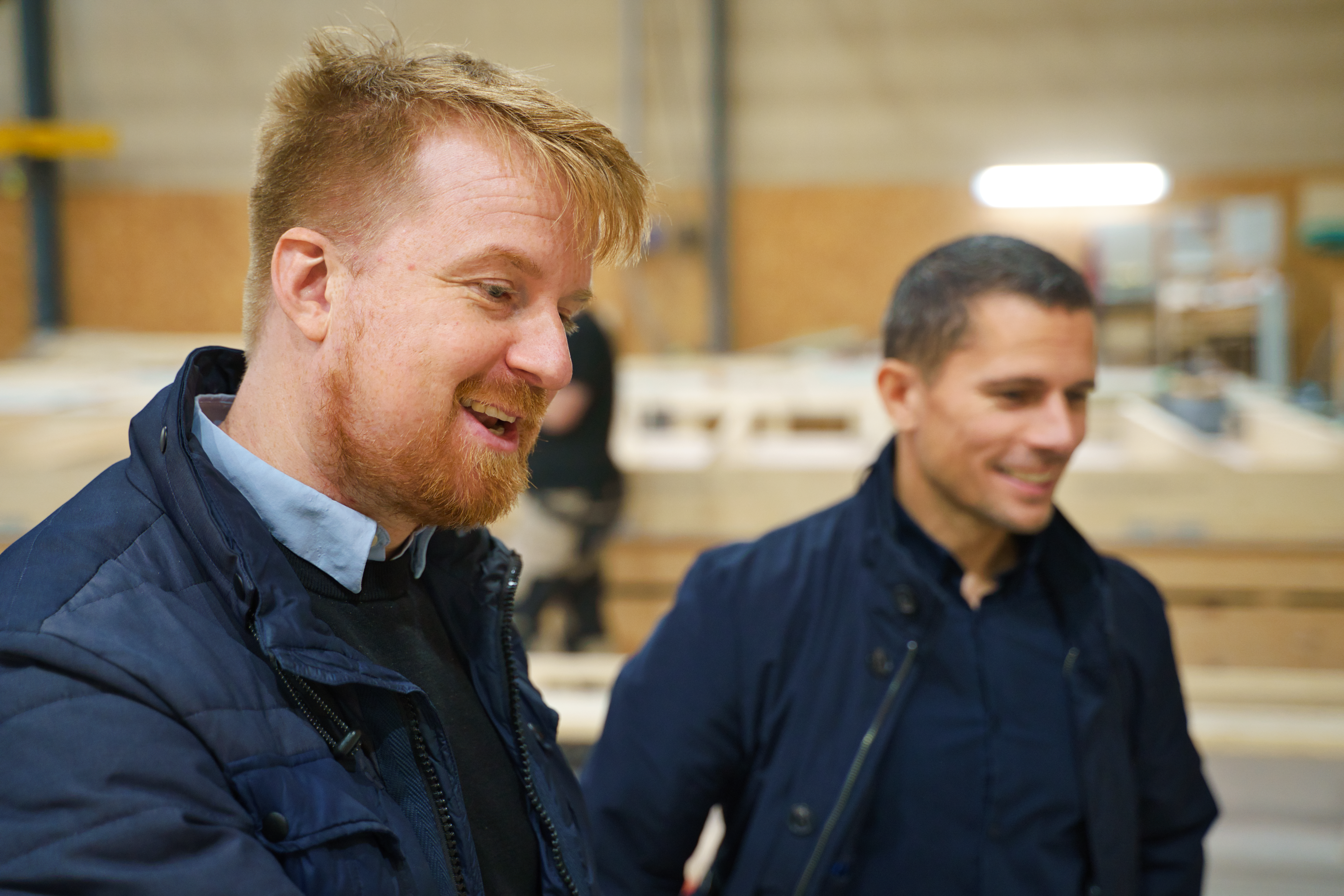 Bæredygtighedsansvarlig i BM Byggeindustri Thomas Sørensen, i baggrunden salgschef Simon Hasbøg 