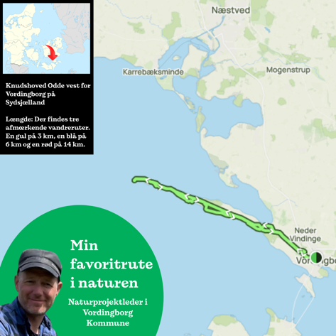 Kort over vandrerute - Knodsodde Hoved