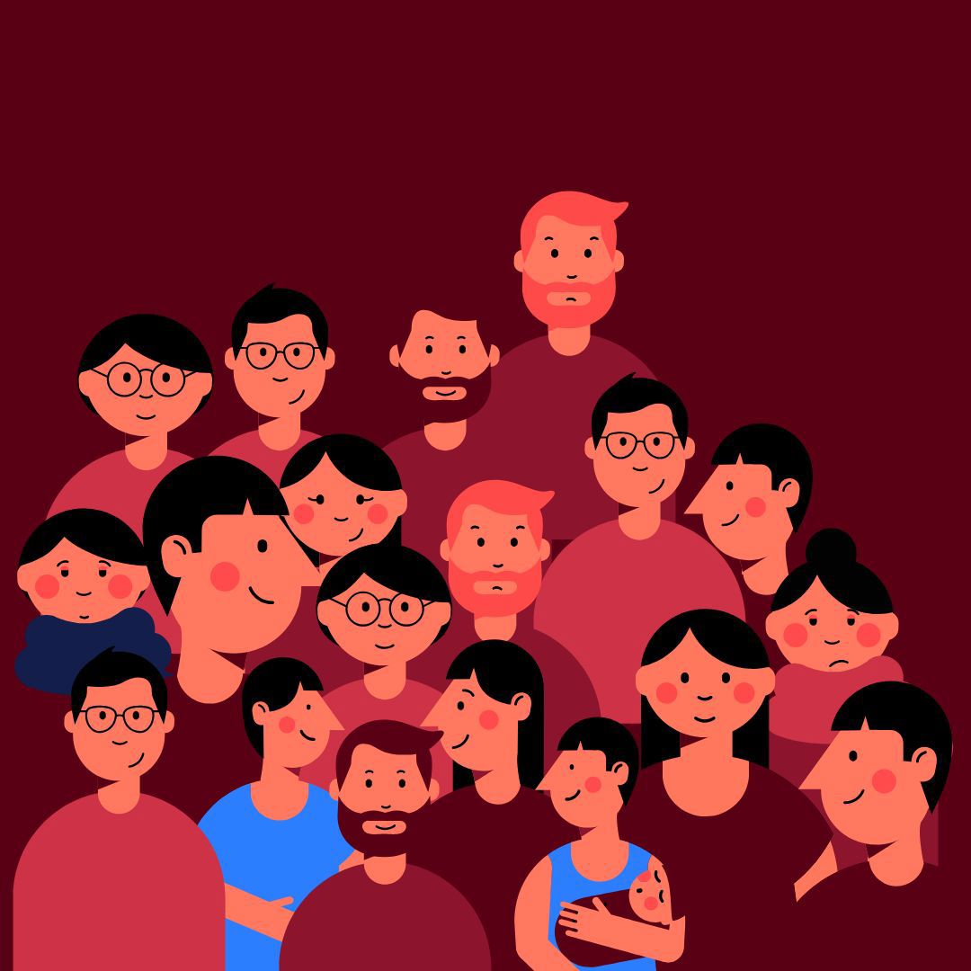 Illustration af smilende mennesker